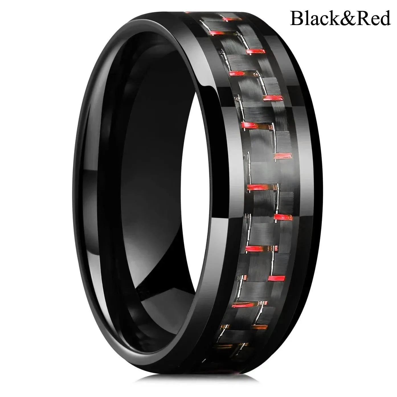 Gold Color Carbon Fiber Inlay Rings For Men, Luxury 8MM Men Gold Color Stainless Steel Rings, Wedding Band Jewelry Drop Shipping