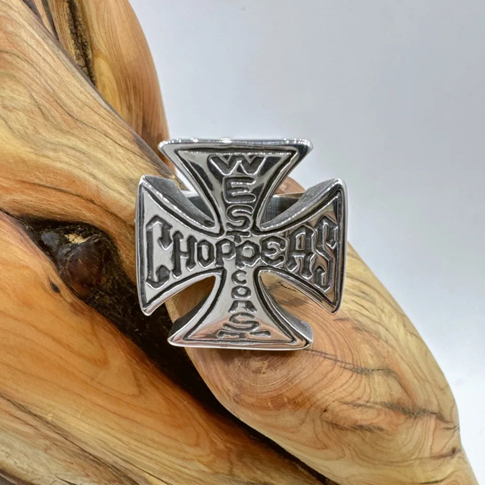 Cross Ring 316L Stainless Steel Jewelry Biker Punk Men Fashion Motorcycle Ring