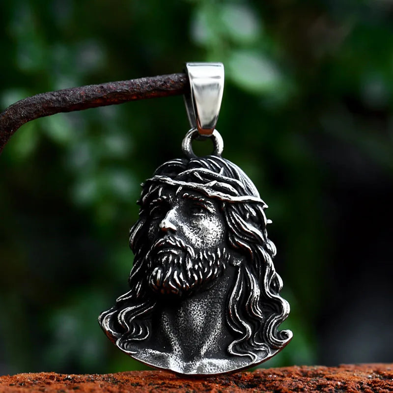 New Stainless Steel Jesus Pendant Chain for Women Fashion Catholic Crown of Thorns Necklace Amulet Jewelry Accessories