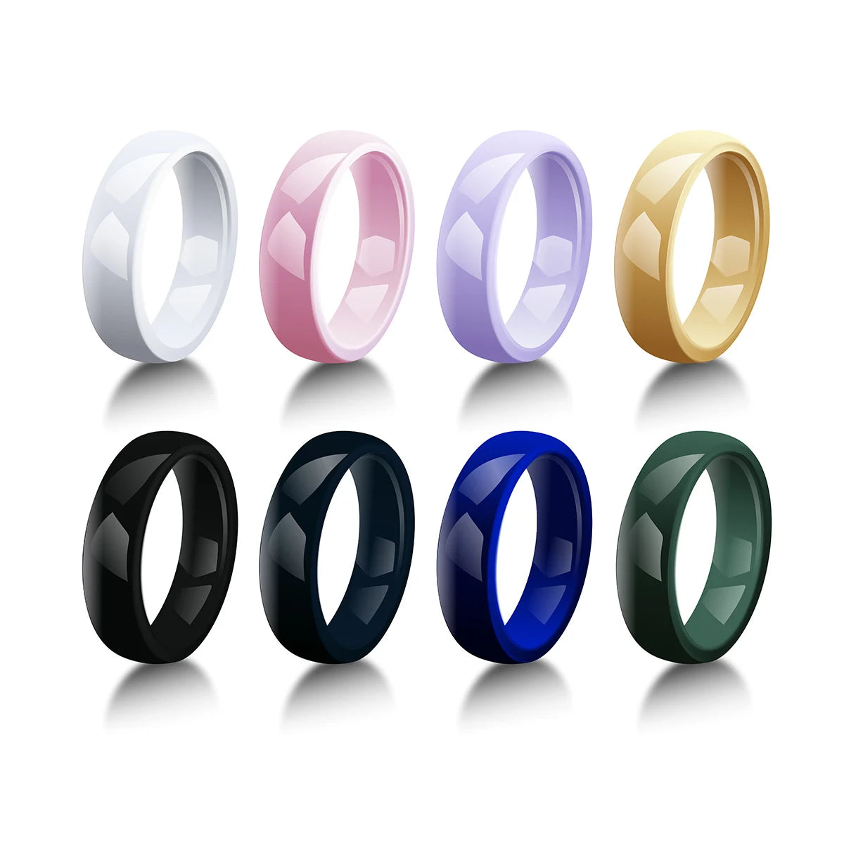 PINANNIE 6mm Wide Ceramic Ring for Men & Women, Wedding Band, Polished Jewelry Anniversary Gift for Him Her