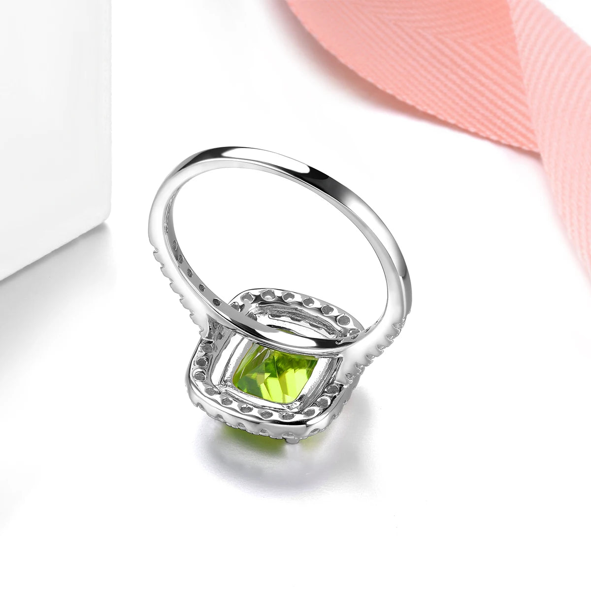 Natural Peridot Sterling Silver Women's Ring 3 Carats Genuine Gemstone Birthstone August Birthday Gifts S925 Fine Jewelrys