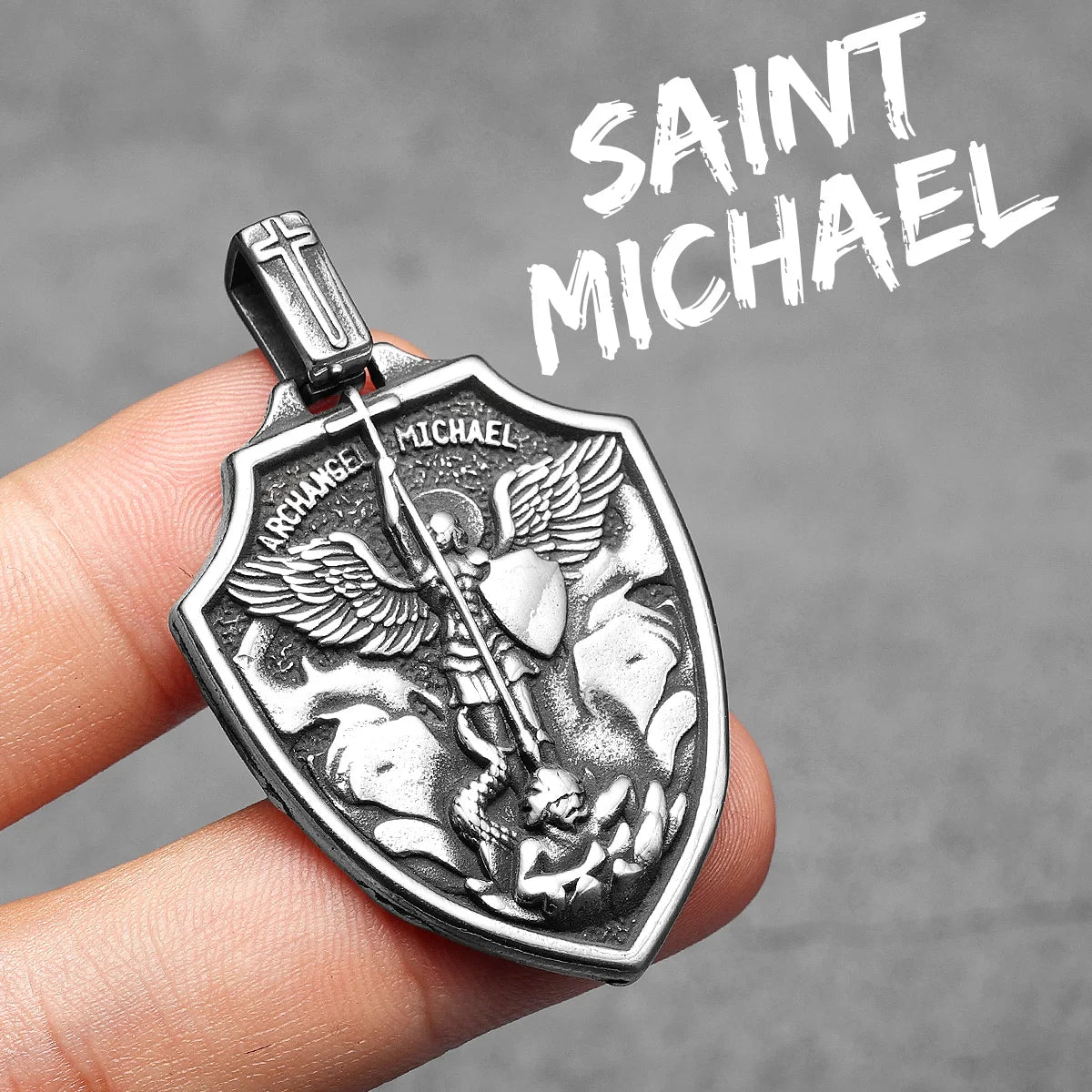 Archangel St.Michael Shield Amulet Stainless Steel Men Necklaces Pendant Chain Punk For Women Fashion Jewelry Gifts Wholesale