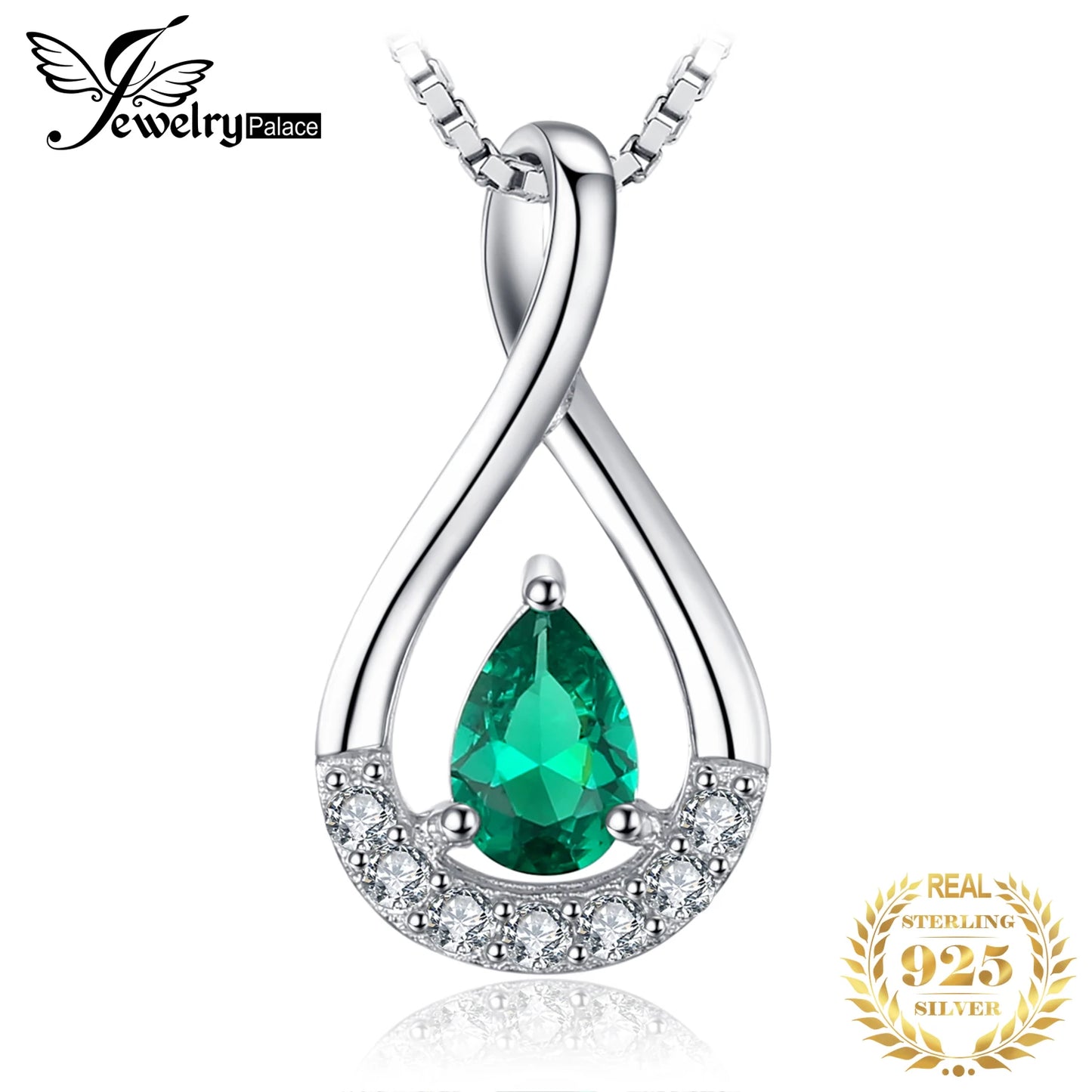 JewelryPalace Pear Simulated Nano Emeralds 925 Sterling Silver Pendant Necklace for Women Statement Gemstone Choker No Chain CHINA