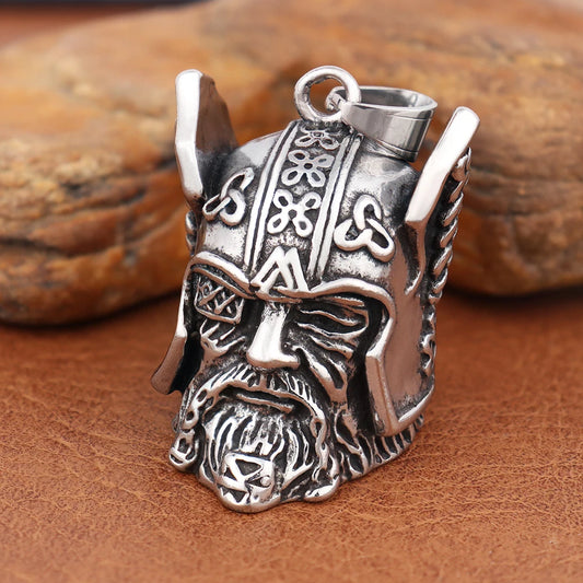 Vintage Viking Warrior Bell Pattern Necklace for Men Stainless Steel Black Norse Motorcycles Pendant Classic Jewelry