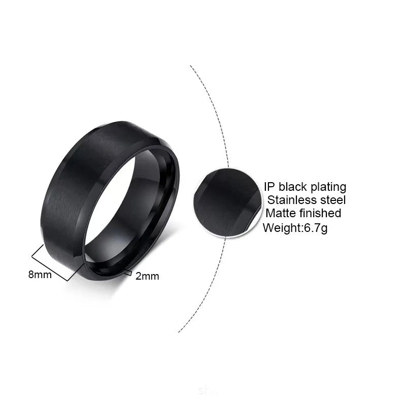 Classic 8mm Stainless Steel Men Rings Rose Gold Color Brushed Surface Wedding Band Unisex Engagement Jewelry Gifts Drop Shipping