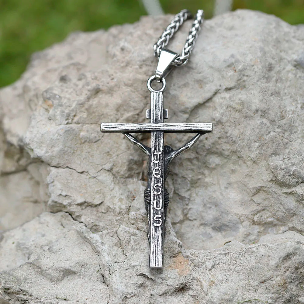 2022 NEW Men's 316L stainless-steel n Jesus Cross Amulet Pendant Necklace for teens punk biker Jewelry Gift free shipping