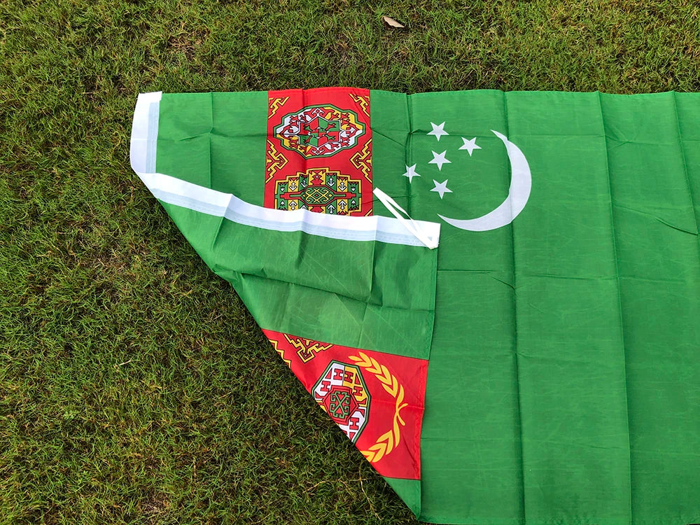 SKY FLAG Turkmenistan National Flag 90x150cm 3x5fts Hanging polyester Turkmenistan Banner Outdoor Advertising Decoration