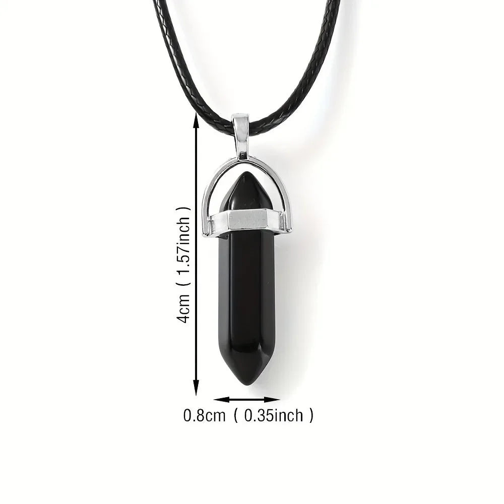 Natural Crystal Wishing Stone Necklace Energy Stone Hexagonal Pendant Men Women Birthday Gift Healing Talisman Jewelry