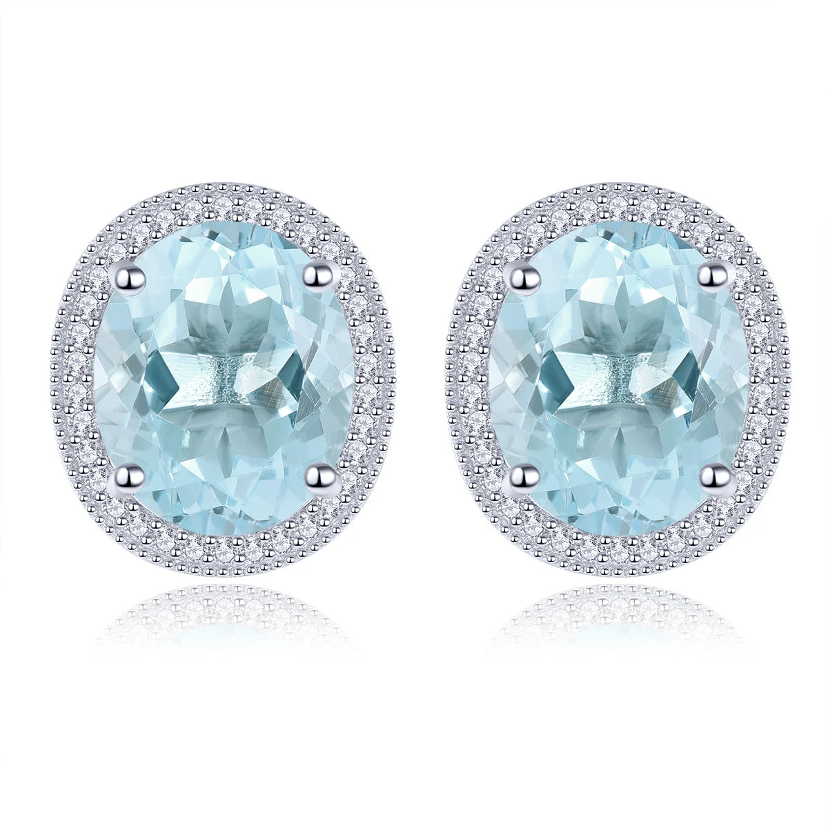 Natural Sky Blue Topaz Sterling Silver Stud Earring 11.6 Carats Genuine Gemstone Classic Luxury Style S925 Jewelry Gifts