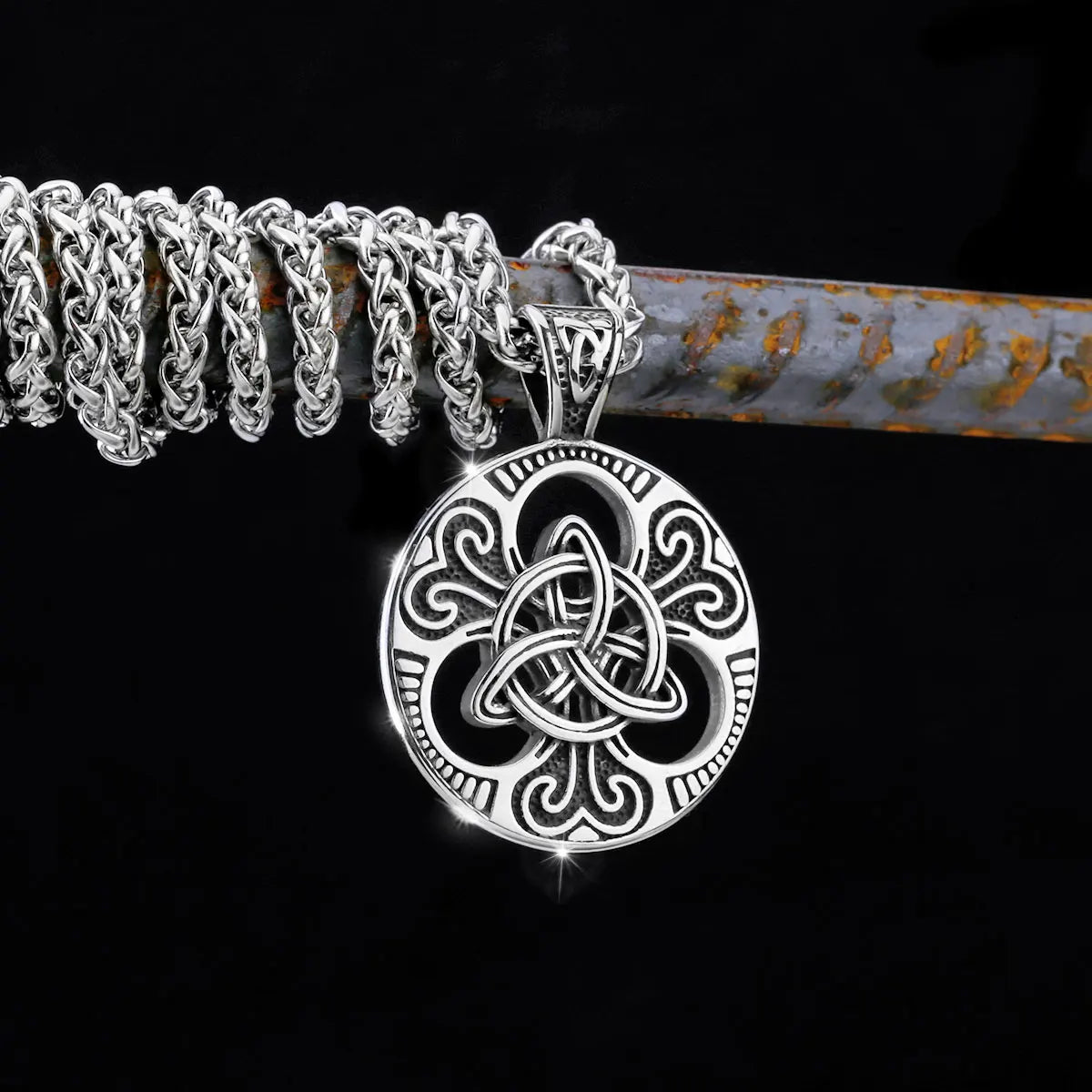 Nordic Totem Amulet Rune Necklace Retro Geometric Pattern Stainless Steel Jewelry Viking Punk Pendant Men's Fashion Jewelry Gift