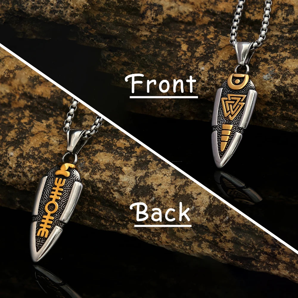 New Stainless Steel Men's Viking Spear Necklaces Vintage Rune Nordic Celtic Knot Pendants Fashion Jewelry Accessories