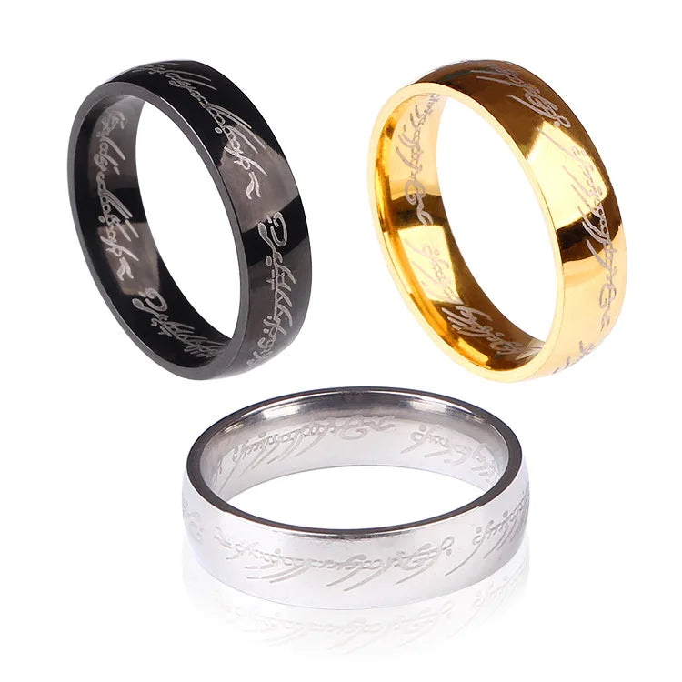 2025 Hot Selling Retro Titanium Steel 6mm/8mm Laser Engraving Ring For Women Men Jewelry Valentine Gifts Size 6-13
