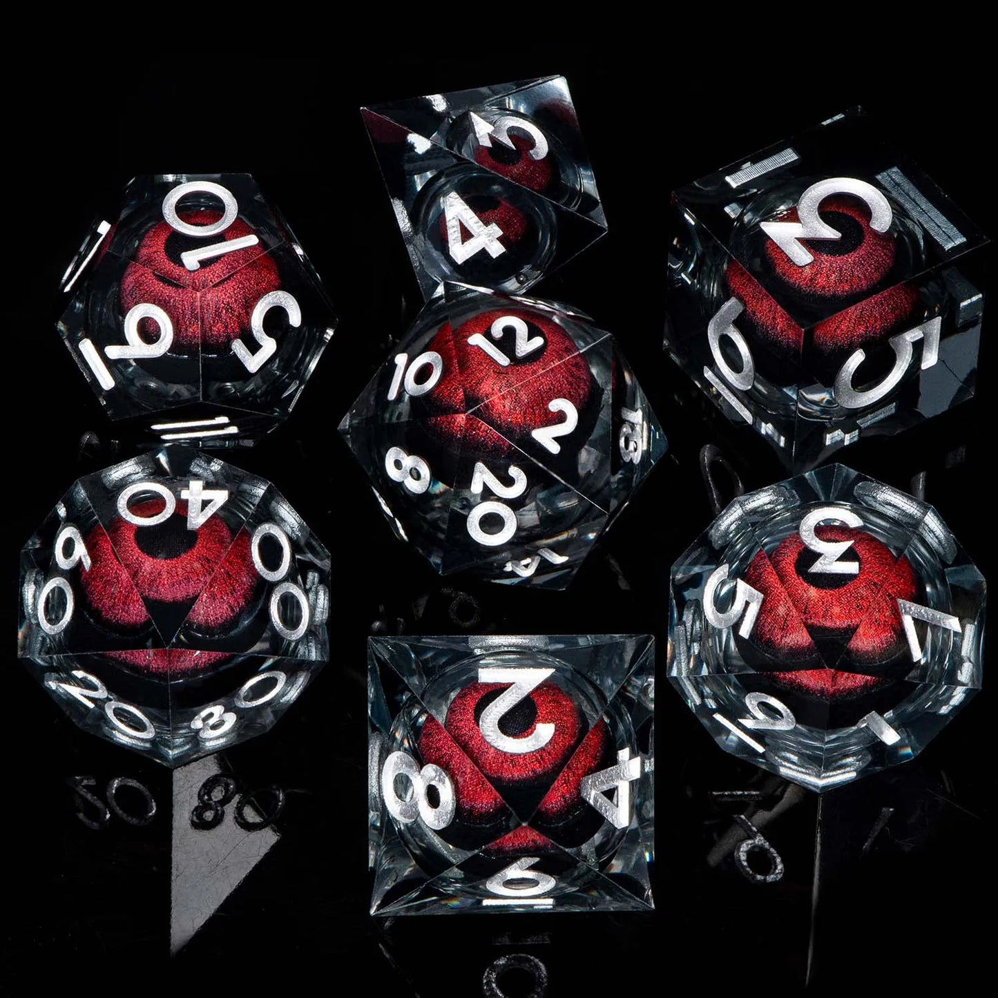 D and D Beholder's Liquid Flow Core Eye Resin Dice Set | Dnd Dungeon and Dragon Pathfinder Role Playing Game Dice | D20 D&D Dice YY-07