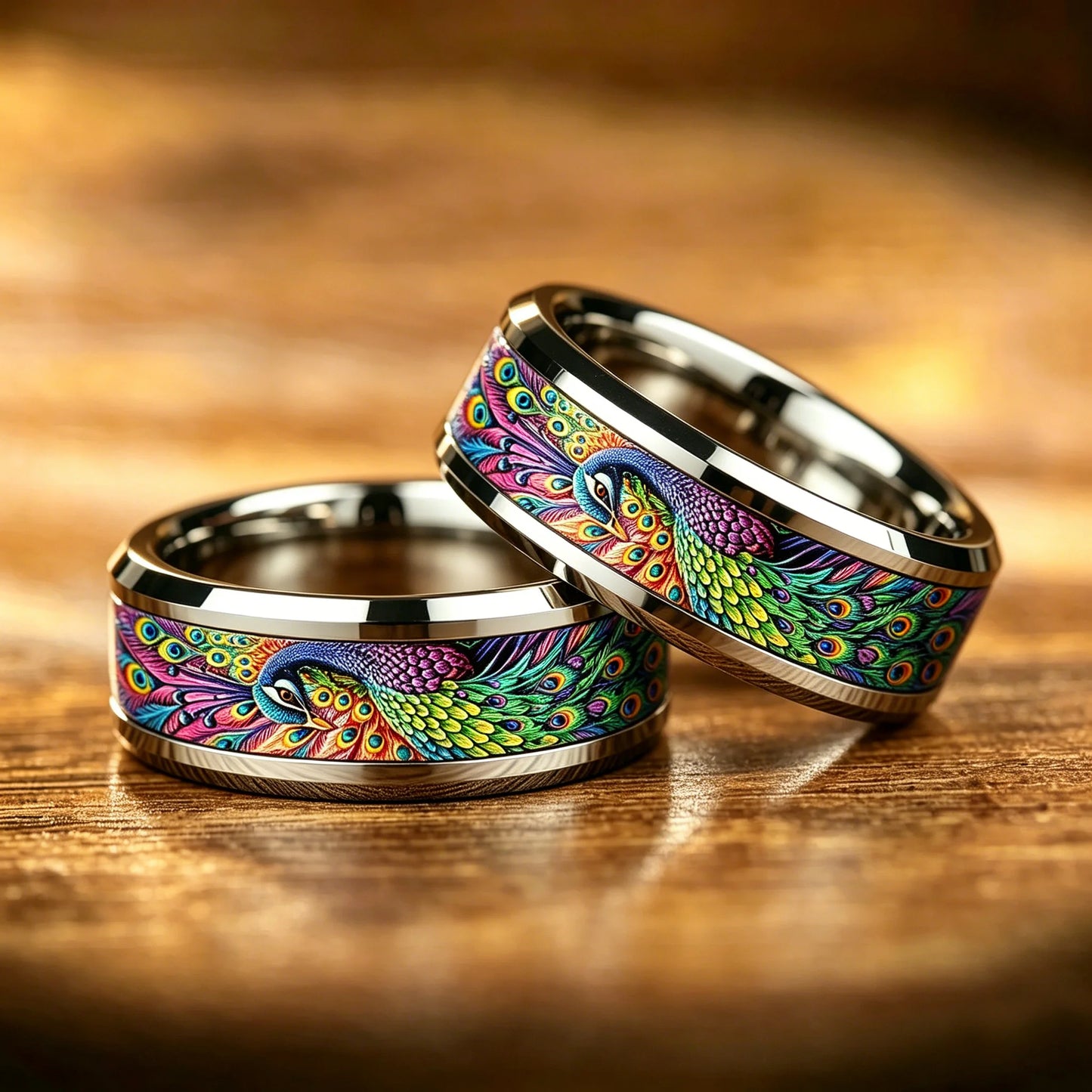 Bohemian Ring Exquisite Peacock Feather Pattern Stainless Steel Rings for Women Men Wedding Band Jewelry Gift Wholesale
