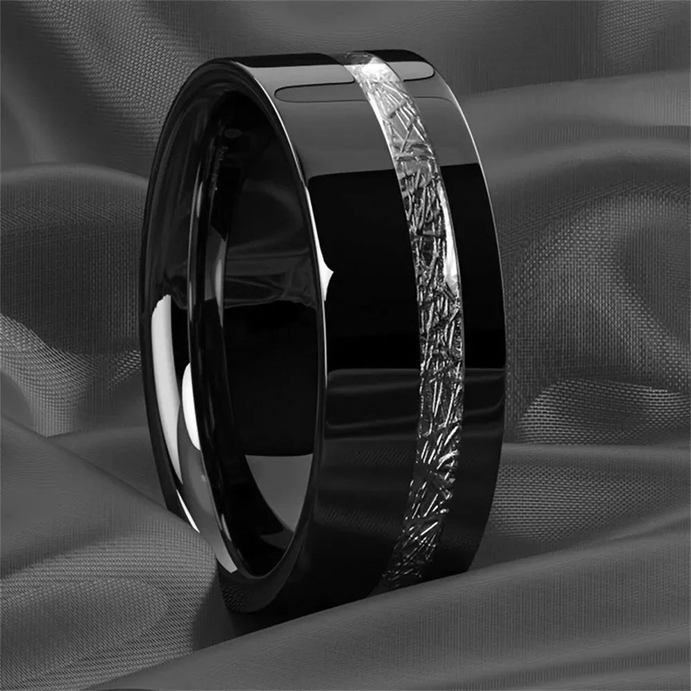 Fashion 8mm Men Gold Color Stainless Steel Rings Inlay Turquoise Rings For Men Women Wedding Engagement Band Jewelry Gift