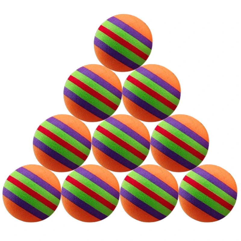 10Pcs Colorful Cat Toy Ball Interactive Cat Toys Play Chewing Rattle Scratch Natural Foam Ball Training Pet Supplies as shown