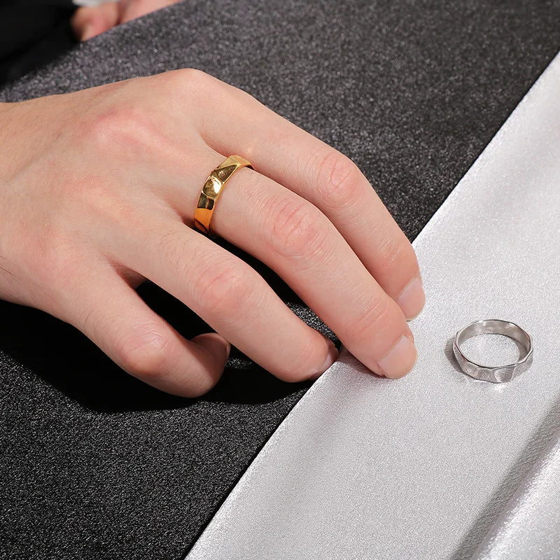 Simple Fashion Thin Stainless Steel Rings For Women Men Geometric Punk Finger Decoration Wedding Party Jewelry Christmas Gifts