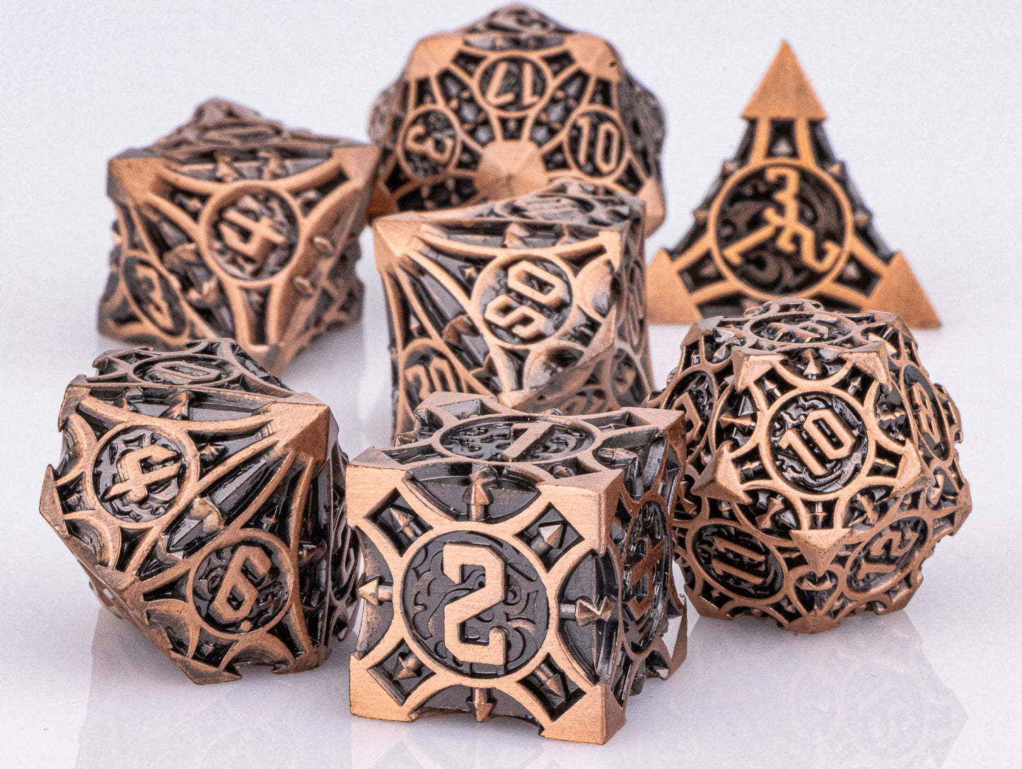 Dnd metal dice set ，red metal dice set for dungeons and dragons ，sharp edge d&d dice set