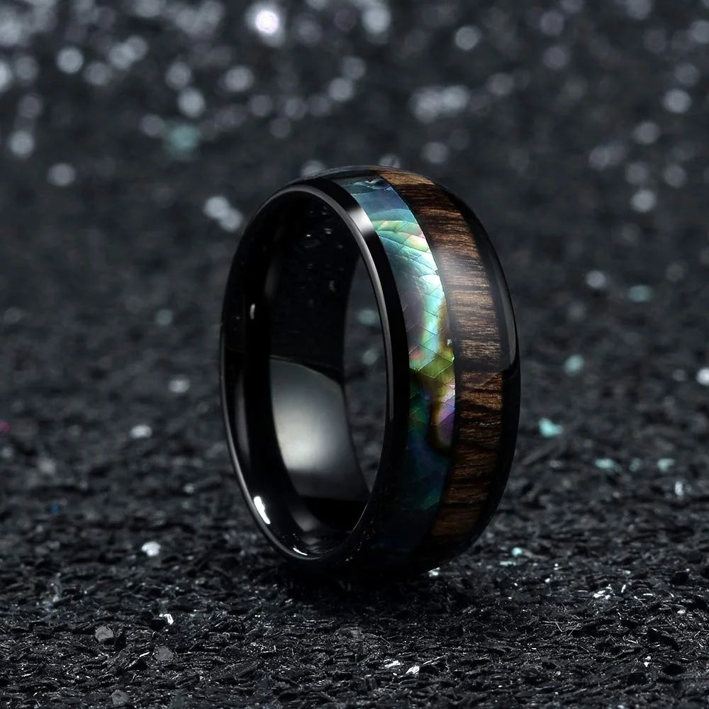 Fashion Viking Tree Of Life Stainless Steel Abalone Shell Rings For Men Odin Norse Viking Rune Rings Retro Amulet Jewelry Gift
