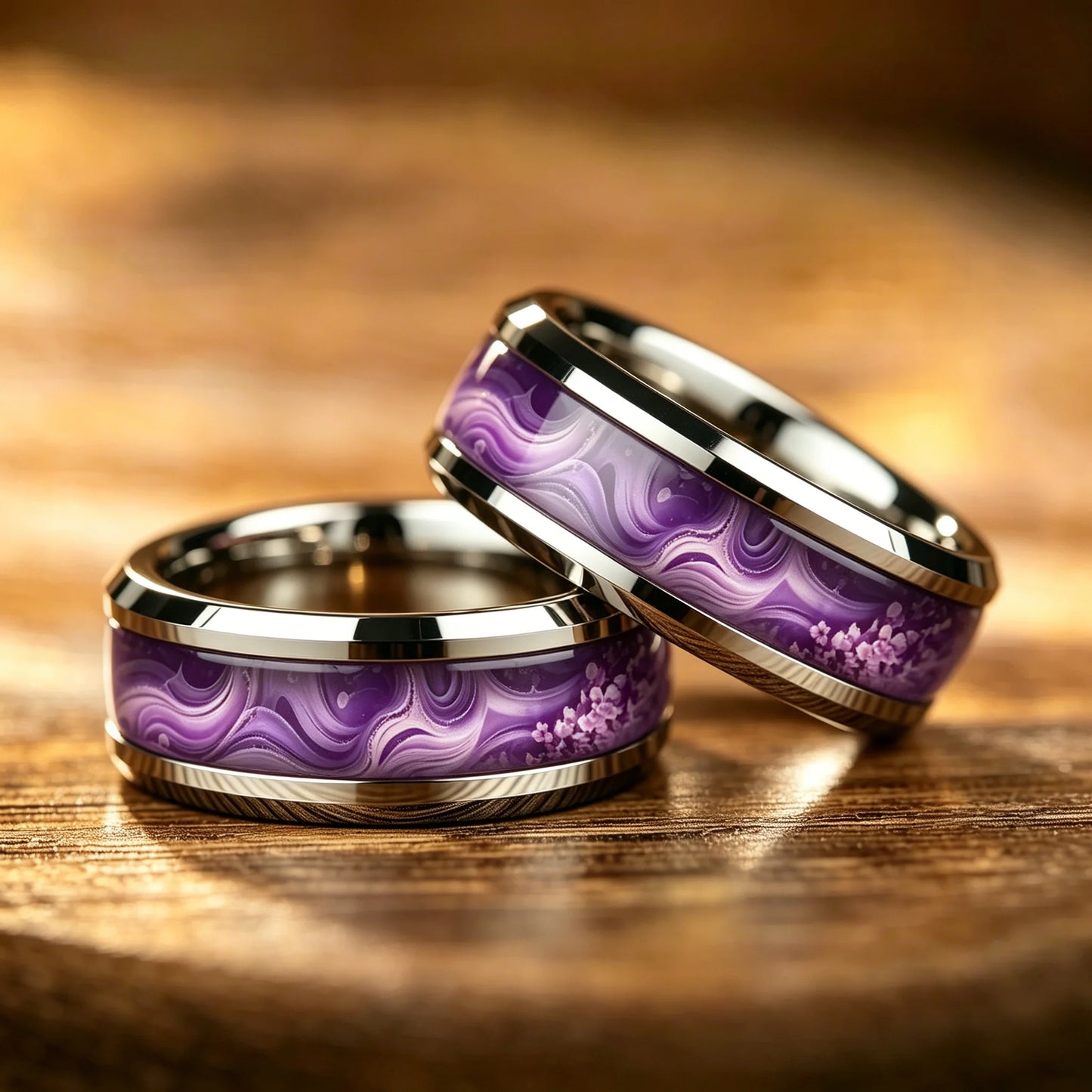 Fashion Men's Stainless Steel Rings Artificial Purple Agate Stone Inlay Jewelry Suitable for Daily Wear, Gift for Him Non-Fade