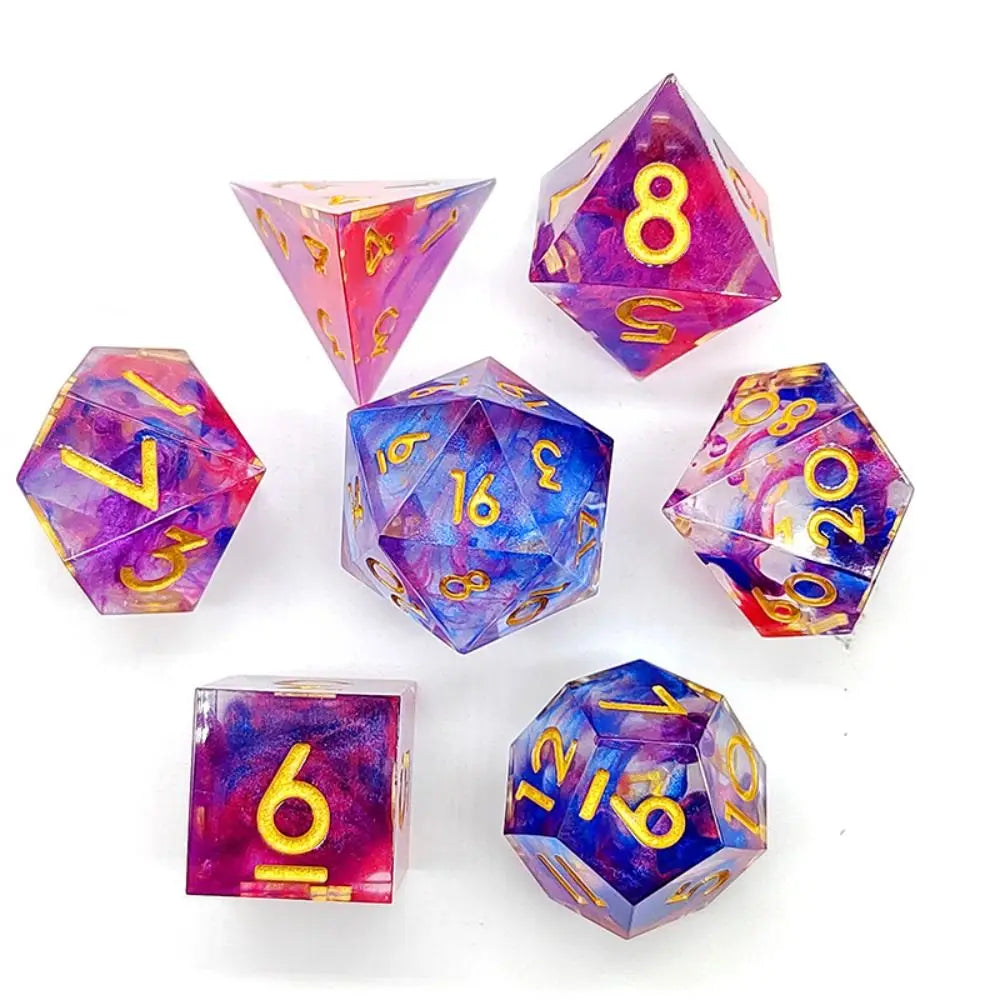 7Pc Colorful Digital Dice Resin Table Entertainment Tarot Game Party Toys Polyhedral for DND Dice Tabletop Role-Playing Supplies A2