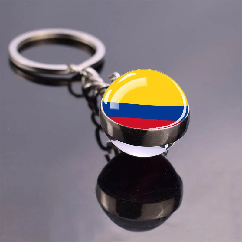 National Flag Keychains South America Countries Flag Glass Ball Key Chains Argentina Brazil Colombia Chile Keyring Jewelry Gift Colombia