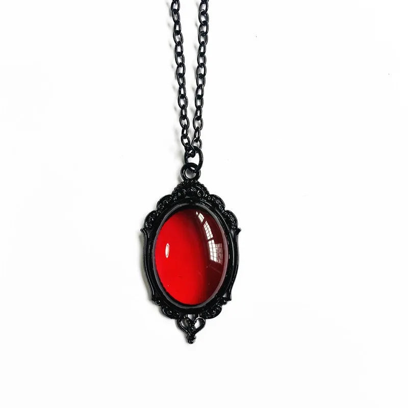 Gothic Vampire Blood Drop Pendant Necklace Vintage Purple Red Bat Eyes Charms Chains Witch Jewelry Accessory Gifts For Women