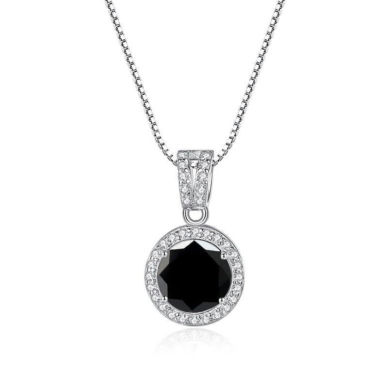 BIJOX STORY Moissanite Diamond Pendant Necklaces For Women 925 Sterling Silver Luxury Chain Trending Iced Bling Wedding Jewelry black 1Ct per Pc 45cm