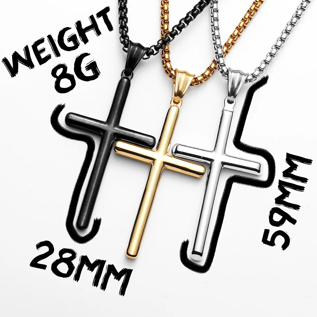 Simple Cross Amulet Stainless Steel Men Necklaces Pendant Chain Punk For Women Fashion Jewelry Gifts Wholesale Dropshiping