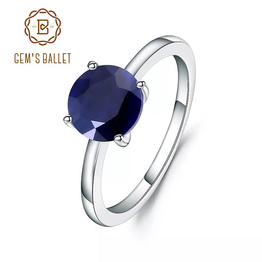 Gem's Ballet 2.57Ct Natural Blue Sapphire 585 14K 10K 18K Gold 925 Silver Gemstone Solitaire Engagement Ring For Women Jewelry