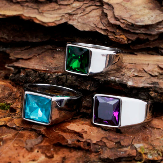 BEIER New Store Square Fashion Design Blue and Green Stone Luxury Men's and Women's Rings High quality gift LLBR8-587R