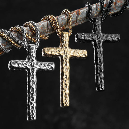 Texture Retro Cross Amulet Stainless Steel Men Necklaces Pendant Chain Punk For Women Fashion Jewelry Gift Wholesale Dropshiping
