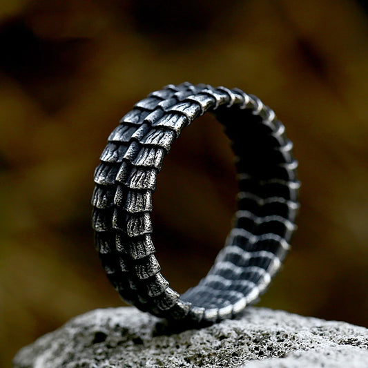 Stainless Steel Dragon Scale Ring For Women Men Creative Detail Retro Rings Punk Rock Hip Hop Band Jewelry Gift Wholesale