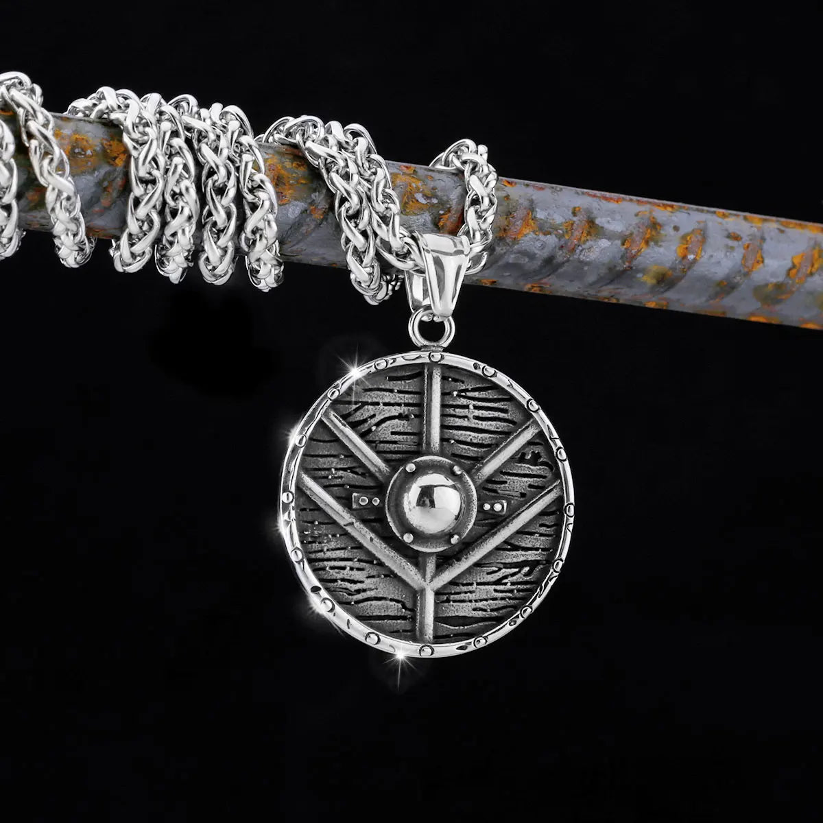 Nordic Totem Amulet Rune Necklace Retro Geometric Pattern Stainless Steel Jewelry Viking Punk Pendant Men's Fashion Jewelry Gift