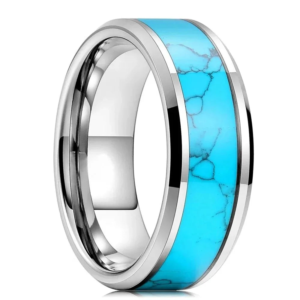 8mm Purple Red Wood Grain Stainless Steel Ring, Cool Promise Wedding Band for Men & Women, Comfort Fit, Wedding Band Jewelry