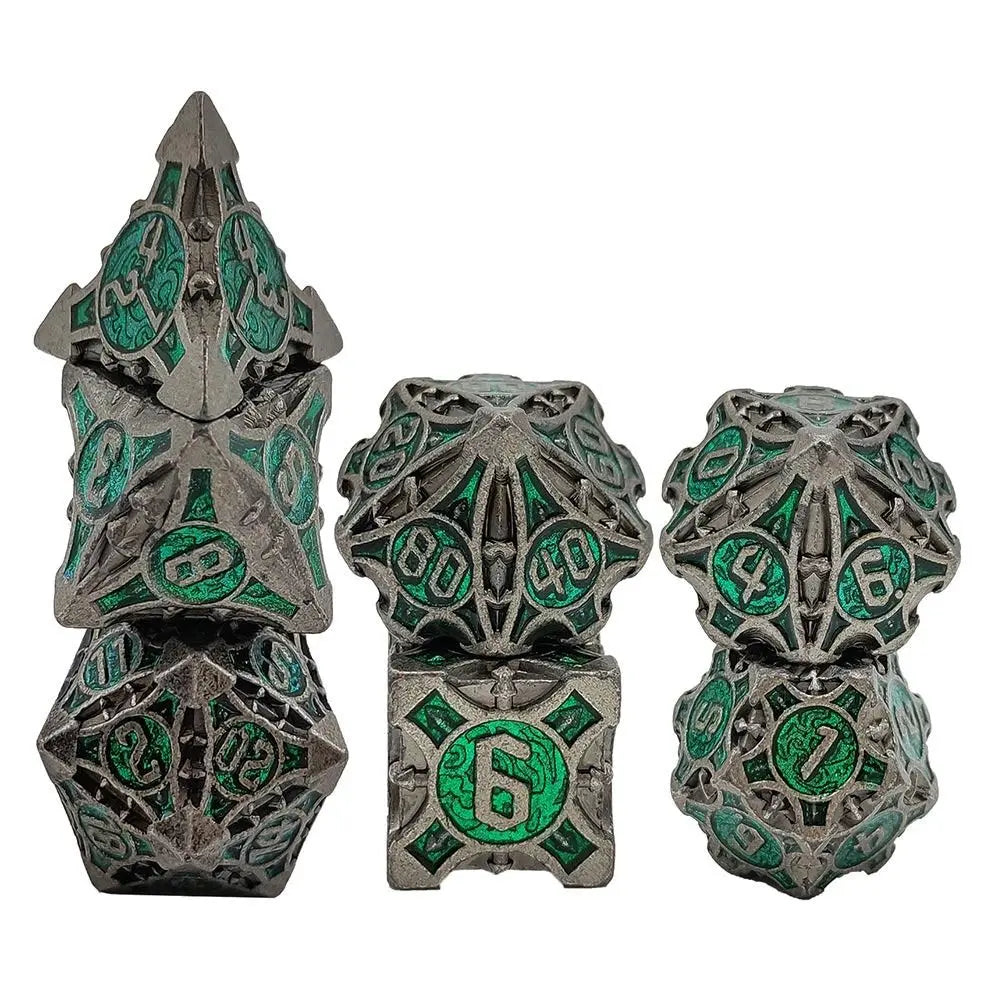 7Pcs Metal Polyhedral Dice Set Cool Metal Dices Table Games Accessory For D&d DND D6 D8 D10 D12 D20