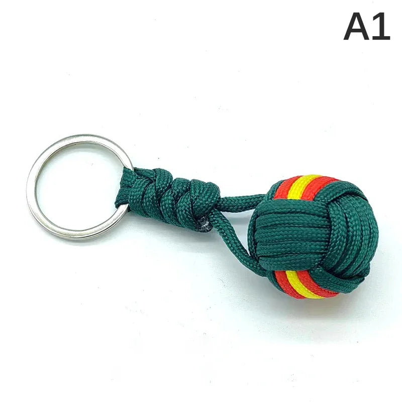 Military Parachute Woven Rope Ball Keychain Lanyard Key Ring Monkey Fist Key Chains Outdoors Survival Tool Jewelry A1