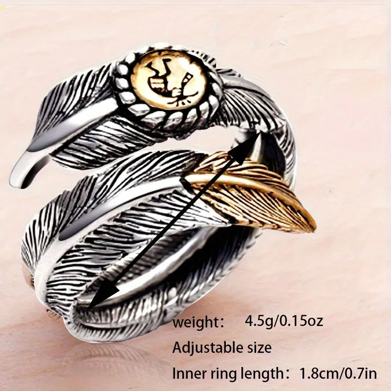 1pc ant feather alloy ring, gold embellishment size can be adjusted, fashion trends, beautiful personality and fashion accessori