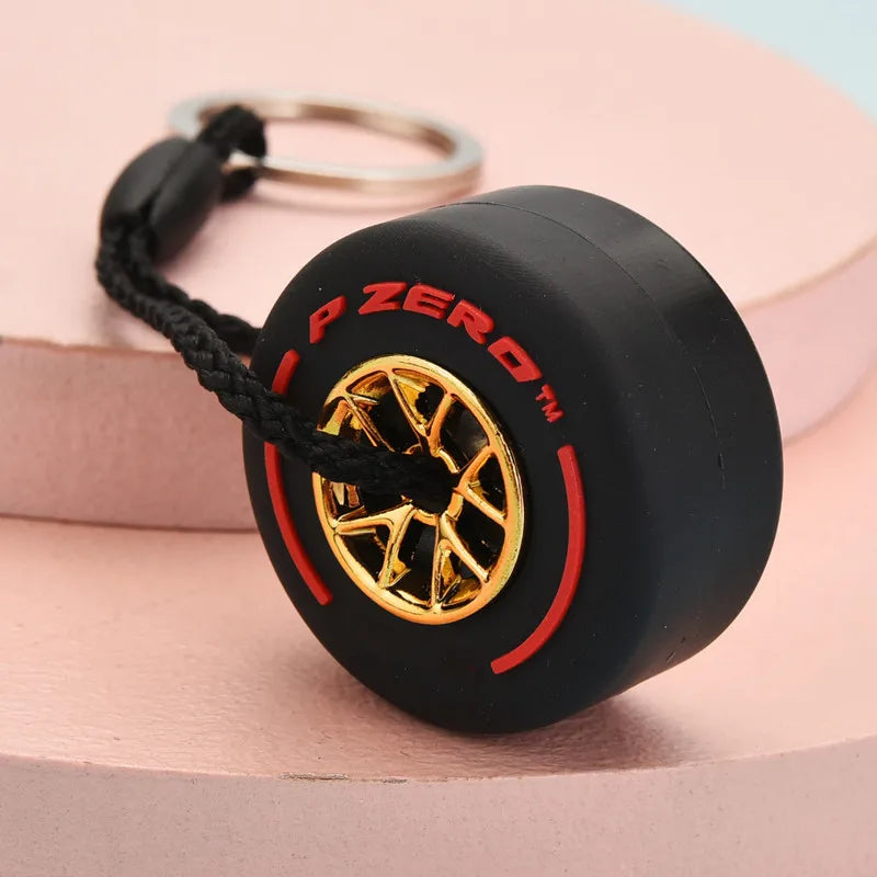 Luxury Mini F1 Racing Tire Keychain Car Key Accessories PVC Tyre Pendant Bag Charm Men's Gadgets Gifts For Friends Car Lovers red