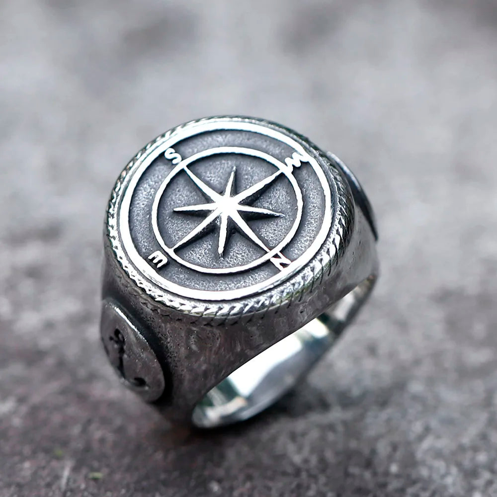 2022 NEW Men's 316L stainless steel rings Vintage Viking Cross Compass Runic Pirate fashion jewelry