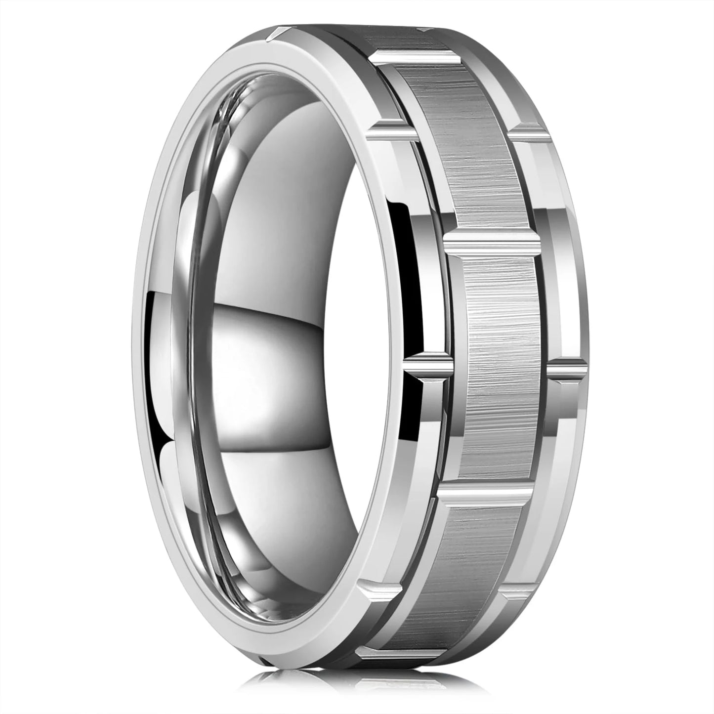 Fashion 8mm Men Black Stainless Steel Rings High Polished Yellow Abalone Shell for Men Wedding Party Jewelry Anniversary Gifts