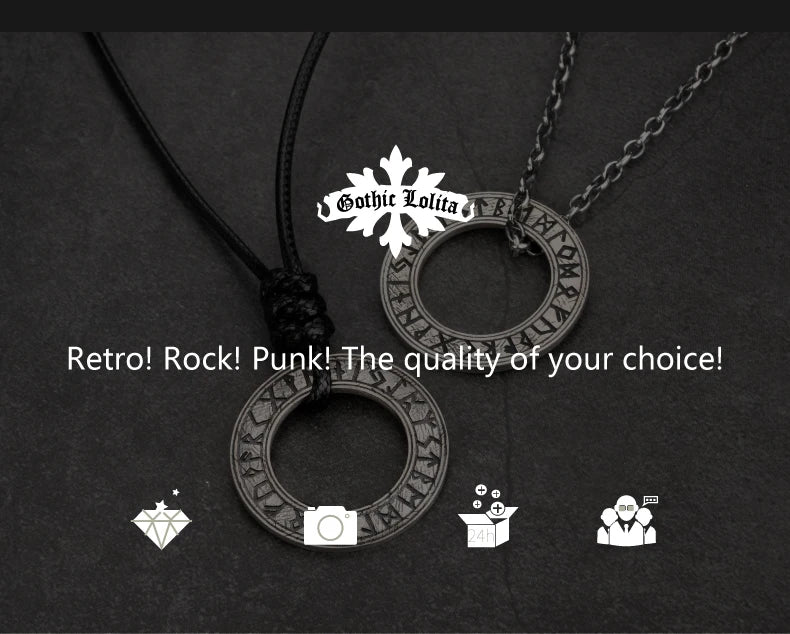 Viking Circle Pendant 925 Silver  Round necklace Trendy Men and Women Retro Jewelry