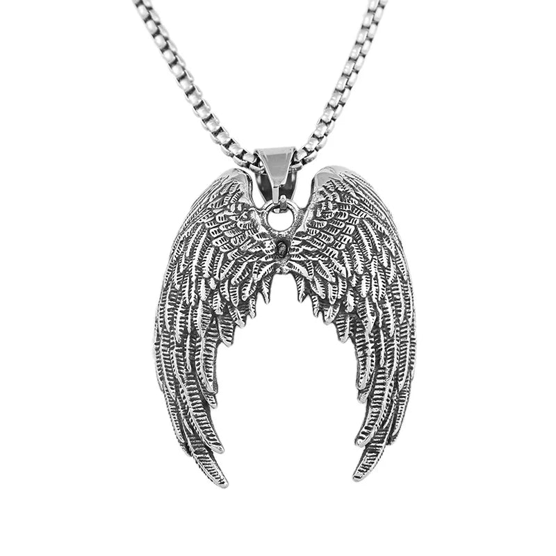 Fashion Charm Angel Wings Pendant Stainless Steel Couples Gift Creative Wing Necklace Popular Nightclub Party Jewelry