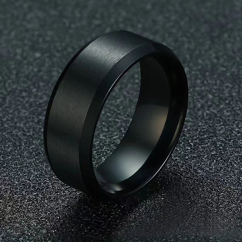 Classic 8mm Stainless Steel Men Rings Rose Gold Color Brushed Surface Wedding Band Unisex Engagement Jewelry Gifts Drop Shipping