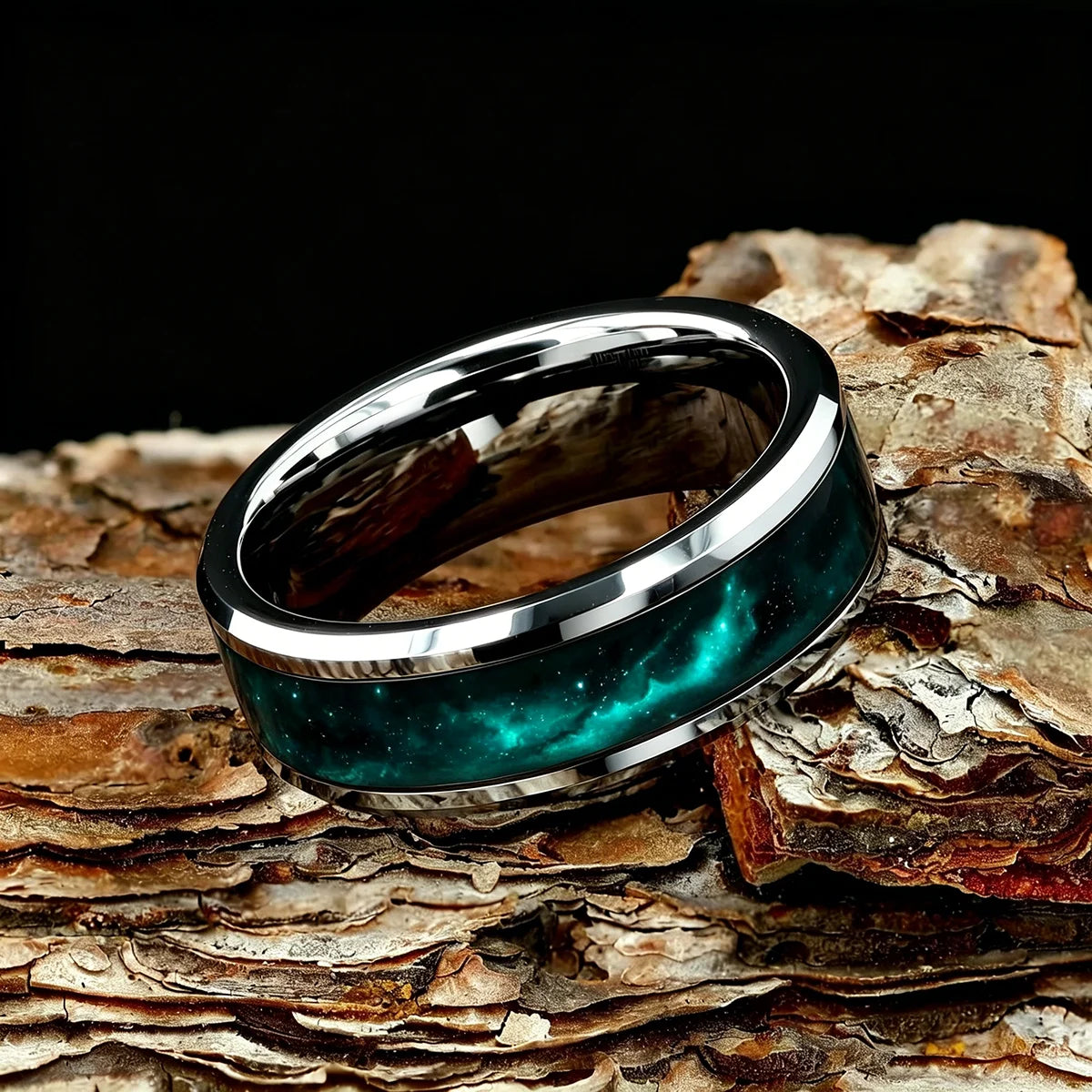 Wedding Band Jewelry with Deep Universe Nebula Pattern Stainless Steel Rings for Men, 8mm Galaxy Starry Sky Men Ring, Wholesale