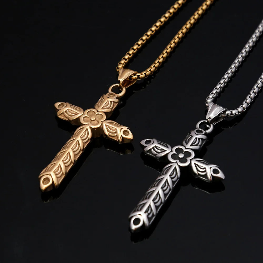 Fashion Classic Viking Style Cross Necklaces for Women Gifts Stainless Steel Retro Cross Pendant Creative Jewelry Gift