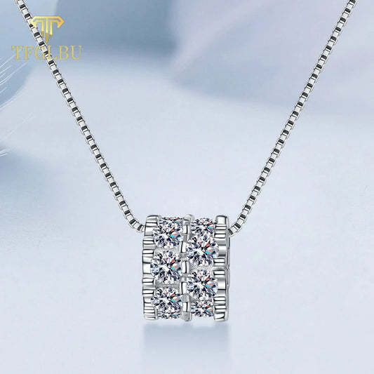 TFGLBU 1.6CTTW All 3mm Colorless Moissanite 925 Sterling Silver Pendant for Women Elegant Unique Necklace Luxury Quality Jewelry