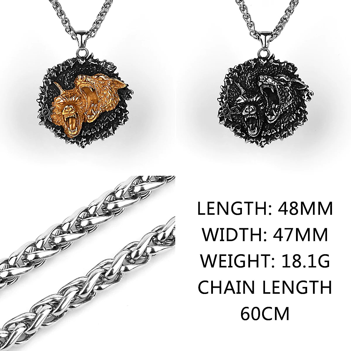 Viking Style Various Wolf Head Runes Original Stainless Steel Material Unisex Necklace Pendant Birthday Gift Factory Wholesale