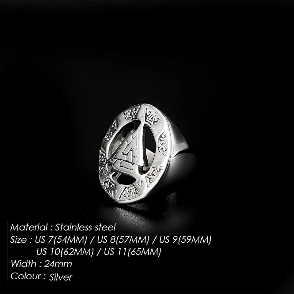 eManco Vintage Triangle Geometric Skeleton Ring Stainless Steel Fashion Men's Rings Punk Band Party  Jewelry 48 Hour Shipping