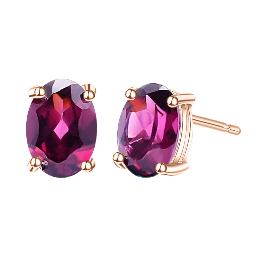 Gem&#39;s Ballet 5*7mm 2.00Ct Oval Natural Red Garnet Gemstone Stud Earrings 585 14K 10K 18K Gold 925 Silver Jewelry for Women Rhodolite - R 925 Sterling Silver